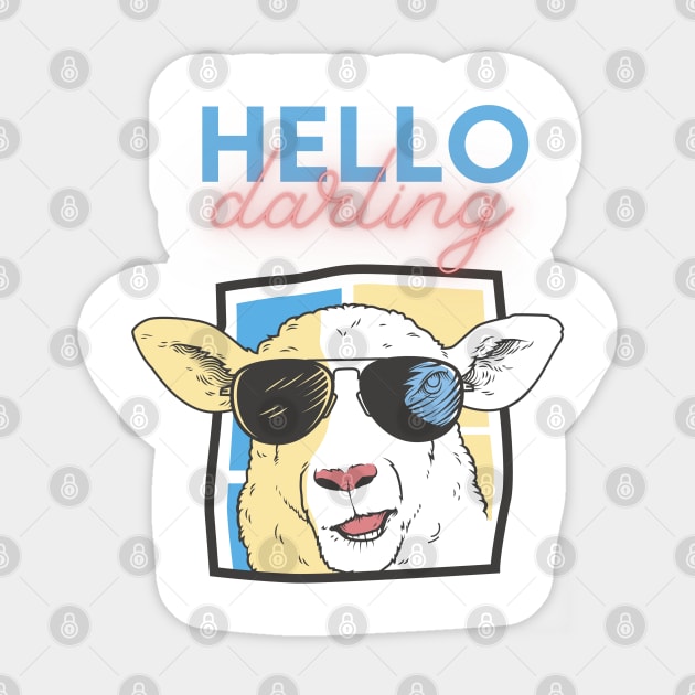 Hallo Darling Sheep Sticker by curleedesign